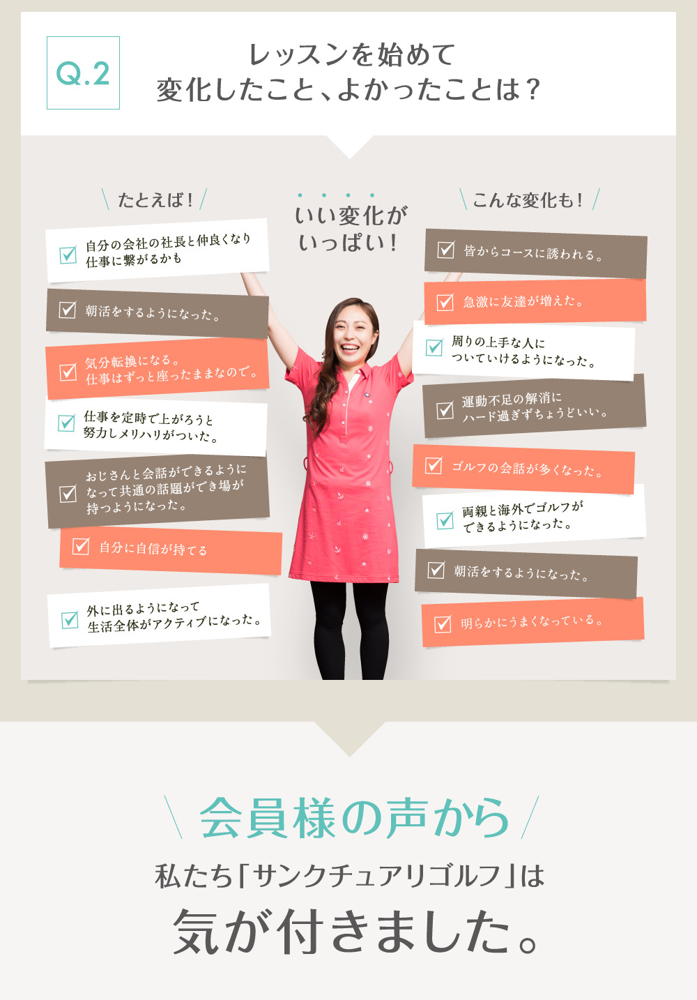 レッスンを始めて変化したこと、よかったことは?
